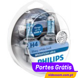 Philips White Vision Ultra H4 + W5W ( 4 Lâmpadas )